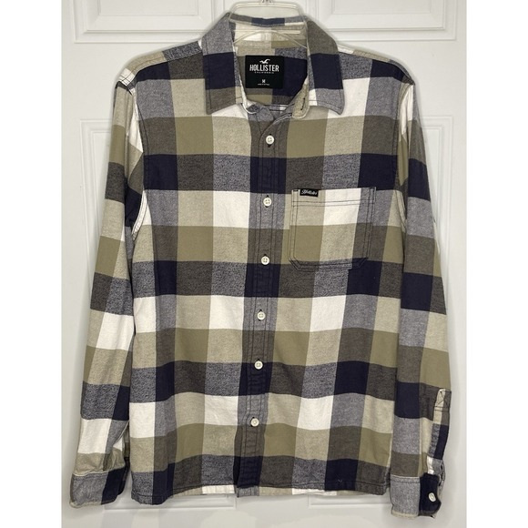 Hollister Other - Hollister Medium Blue Plaid Long Sleeve Flannel Shirt 100% Cotton Lumbercore